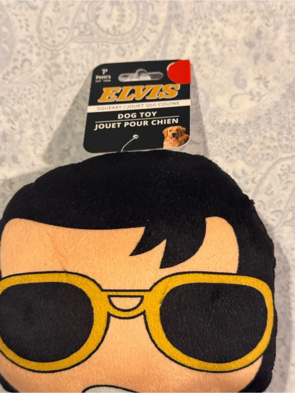 Elvis Plush Squeaky Rope Tug Dog Toy Medium